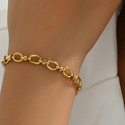 Minimalist Stainless Steel Oval Link Chain Bracelets for Women VK7404-1