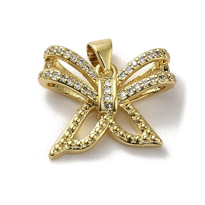 Rack Plating Brass Micro Pave Clear Cubic Zirconia Pendants KK-R158-06G-1
