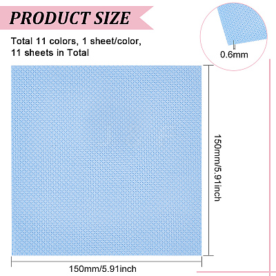 11Pcs 11 Colors 14CT Cross Stitch Fabric Sheets DIY-BC0012-12-1