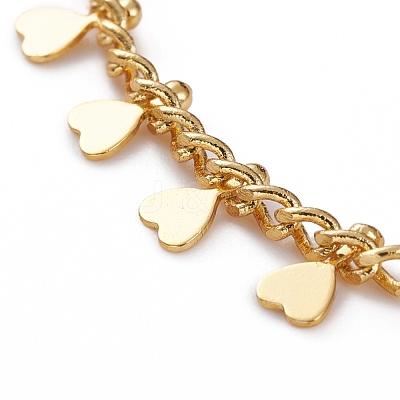 Brass Heart Charm Bracelets BJEW-JB05860-1