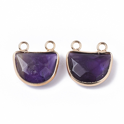 Natural Amethyst Semi Circle Pendants G-S359-011A-1