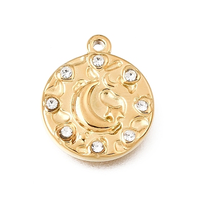 304 Stainless Steel Rhinestone Pendants STAS-E531-13G-A-1