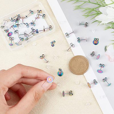 36Pcs 3 Size 304 Stainless Steel Stud Earring Findings DIY-DC0001-55-1