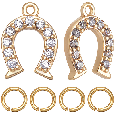 10Pcs Brass Micro Pave Clear Cubic Zirconia Charms KK-CN0002-85-1