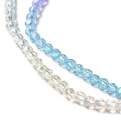 Transparent Gradient Color Glass Beads Strands GLAA-H021-01A-19-1