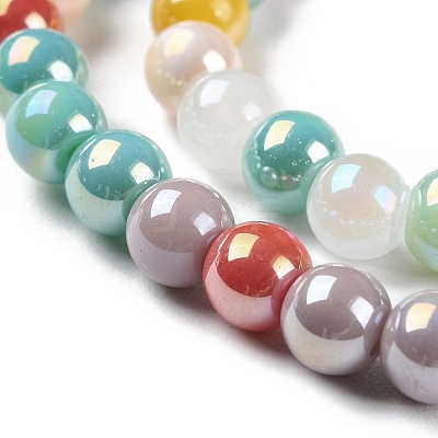 Opaque Electroplate Glass Beads Strands GLAA-P056-6mm-A01-1