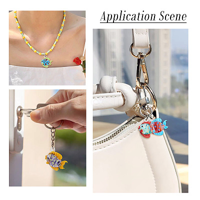 6Pcs 6 Colors Handmade Lampwork Pendants LAMP-TA0002-67C-1