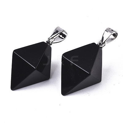 Natural Black Stone Double Terminated Pointed Pendants G-S359-093A-1