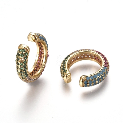 Brass Micro Pave Cubic Zirconia Cuff Earrings EJEW-L234-59-1