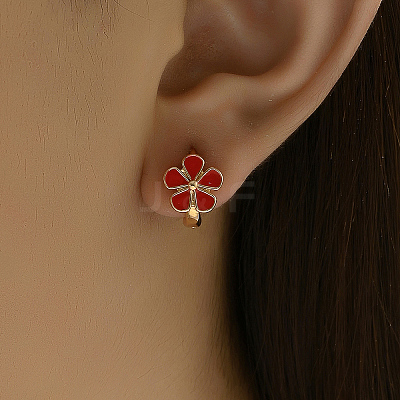 Elegant Brass Flower Hoop Earrings UD7132-1