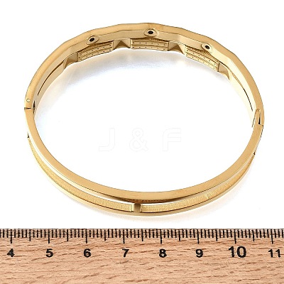 304 Stainless Steel Crystal Rhinestone Double Layer Hinged Cuff Bangles for Women SA-CBAF851-01G-1