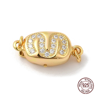 Rack Plating 925 Sterling Silver Micro Pave Clear Cubic Zirconia Bayonet Clasps STER-G038-15G-1