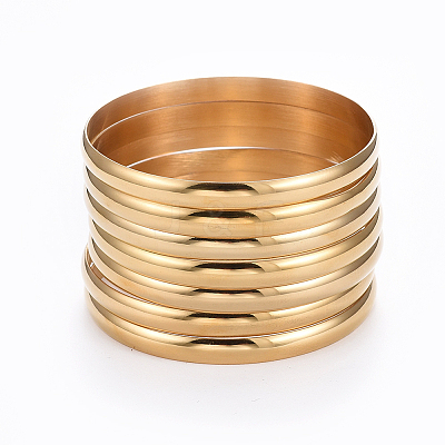Fashion 201 Stainless Steel Bangle Sets BJEW-L664-024A-G-1-1