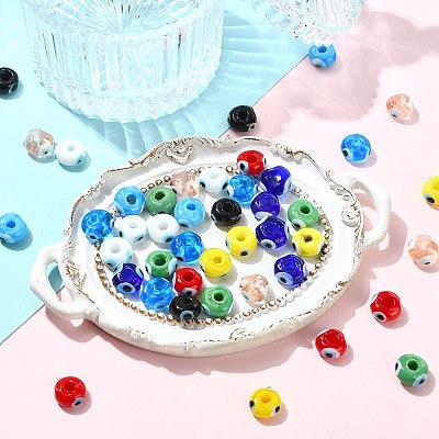 45Pcs 9 Colors Handmade Evil Eye Lampwork Beads LAMP-CJ0003-11-1