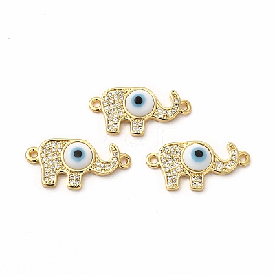 Rack Plating Real 18K Gold Plated Brass Micro Pave Clear Cubic Zirconia Connector Charms ZIRC-L102-05G-01-1