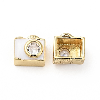 Rack Plating Brass Clear Micro Pave Cubic Zirconia Beads KK-E060-07G-1