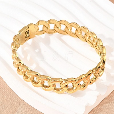 304 Stainless Steel Cuban Link Chain Bangles BJEW-Z155-03G-1