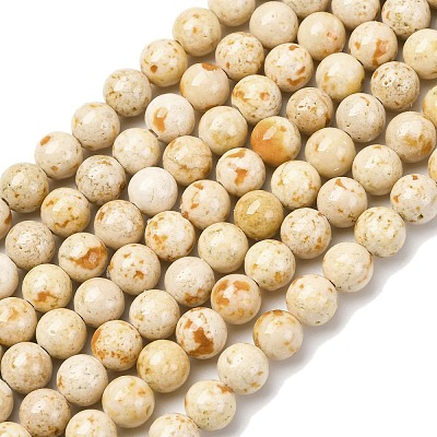 Natural Dyed Marble Beads Strands G-P593-6mm-06-1