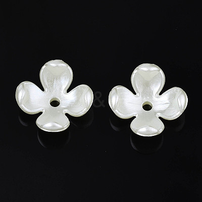 4-Petal ABS Plastic Imitation Pearl Bead Caps X-OACR-S020-31-1