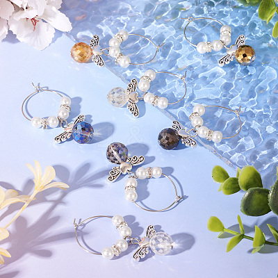 14Pcs 7 Colors Glass Wine Glass Charms AJEW-TAC00022-1