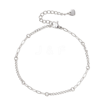304 Stainless Steel Twisted Curb & Cable Chain Bracelets for Women BJEW-JB13119-1