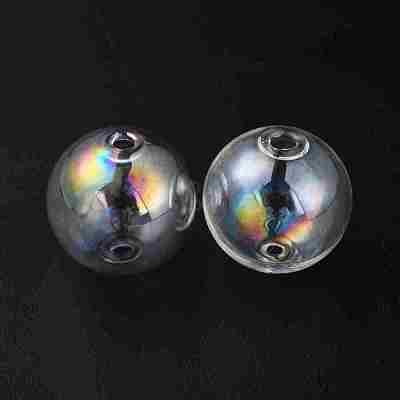 Handmade Two Holes Blown Glass Globe Beads FIND-WH0104-01H-1