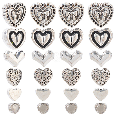 120Pcs 6 Styles Tibetan Style Alloy Beads TIBE-SP0001-22B-1