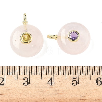 Natural Rose Quartz Flat Round Pendants G-H318-01G-09-1
