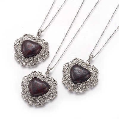 Natural Brecciated Jasper Pendant Necklaces NJEW-P242-A09-1