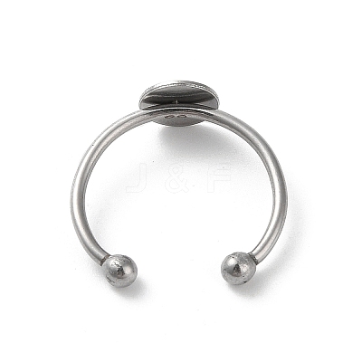 Non-Tarnish Adjustable 304 Stainless Steel Finger Rings Components STAS-K278-04B-P-1