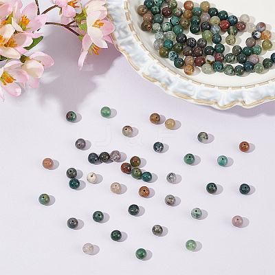 2 Strands Round Natural Indian Agate Gemstone Beads Strands G-AN0001-03-1