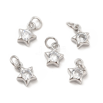 Brass Cubic Zirconia Charms KK-E068-VB227-1