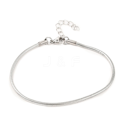 Tarnish Resistant Unisex 304 Stainless Steel Round Snake Chain Bracelets BJEW-H541-02B-P-1