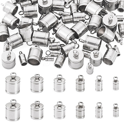 60Pc 6 Styles 201 Stainless Steel Cord Ends STAS-TA0002-98-1