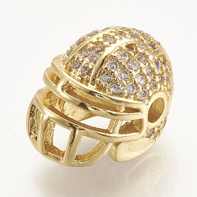 Brass Micro Pave Cubic Zirconia Football Helmet Beads ZIRC-S061-52G-1