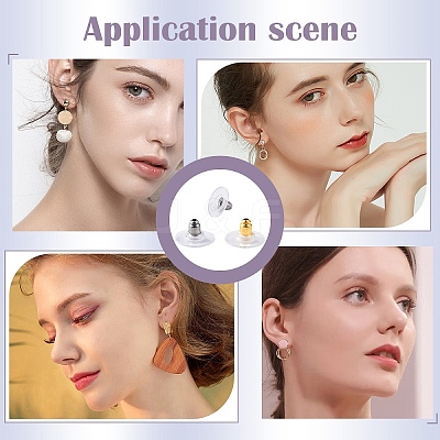80Pcs 2 Colors Brass Bullet Clutch Earring Backs KK-YW0002-77-1