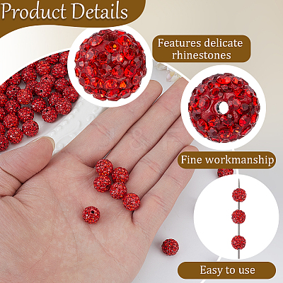 200Pcs Pave Disco Ball Beads RB-PA0001-11B-1