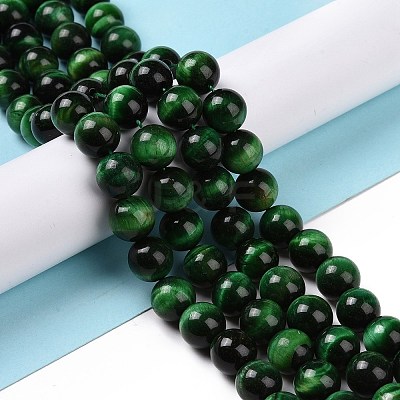 Natural Green Tiger Eye Beads Strands G-G099-10mm-6-1