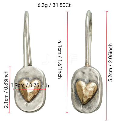 Oval with Heart Pattern Alloy Dangle Earrings FS-WG9D7F4-01-1