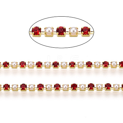 Brass Rhinestone Strass Chains CHC-N017-001A-A03-1
