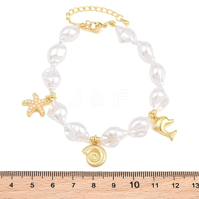 Ocean Brass Starfish Dolphin Charm Bracelets for Women KK-CBA68DA-05G-1