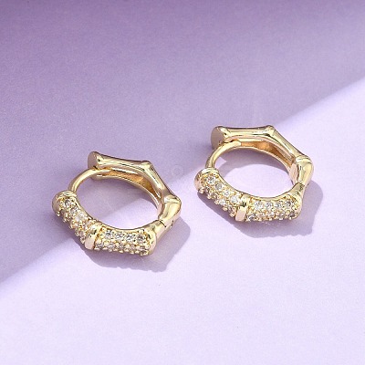 Pentagon Brass Micro Pave Clear Cubic Zirconia Hoop Earrings EJEW-Z102-04G-1