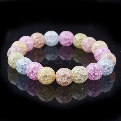 Natural & Synthetic Crackle Gemstone Beaded Stretch Bracelets G-S285-24-1