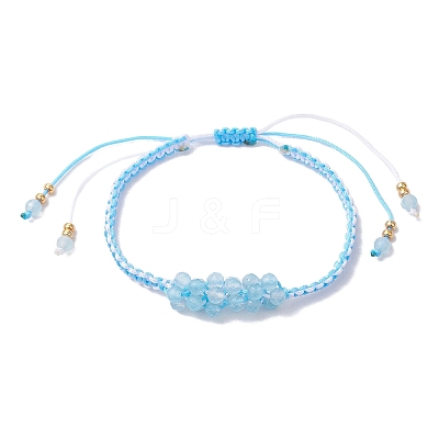 Natural White Jade Beaded Braided Bead Bracelets BJEW-MZ00253-02-1