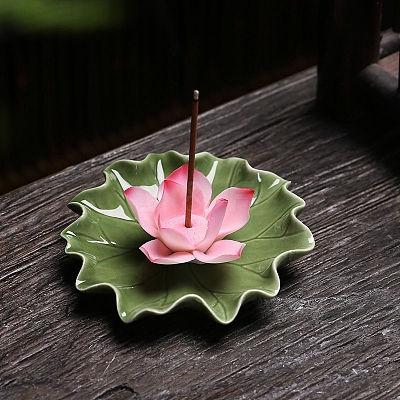 Lotus Leaf & Lotus Flower Porcelain Incense Burners PW-WG78E79-04-1
