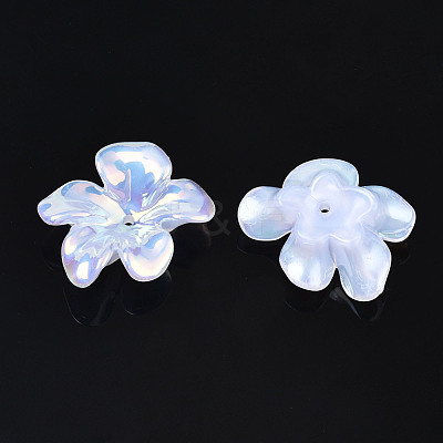 5-Petal Electroplate Acrylic Bead Caps X-PACR-T014-01-1