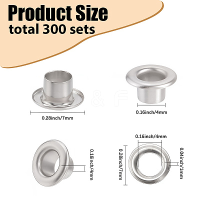 300 Sets Iron Grommet Eyelet Findings SCRA-GF0001-09C-1