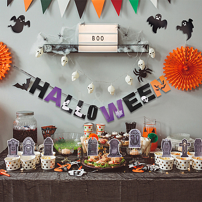 Halloween Decoration Paper Flag Banners DIY-WH0453-12B-1
