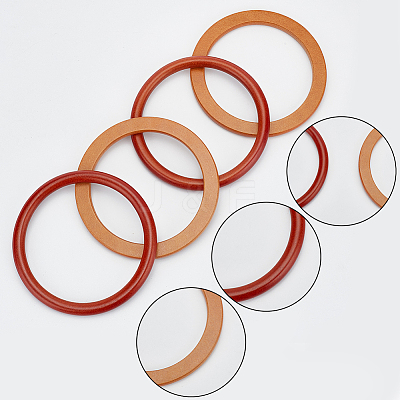 4Pcs 2 Style Round Ring Wood Bag Handles FIND-WR0008-06-1