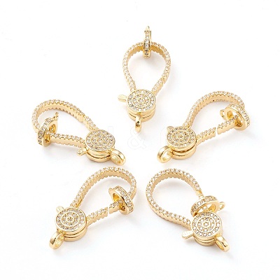 Brass Micro Pave Clear Cubic Zirconia Lobster Claw Clasps ZIRC-I043-35G-1